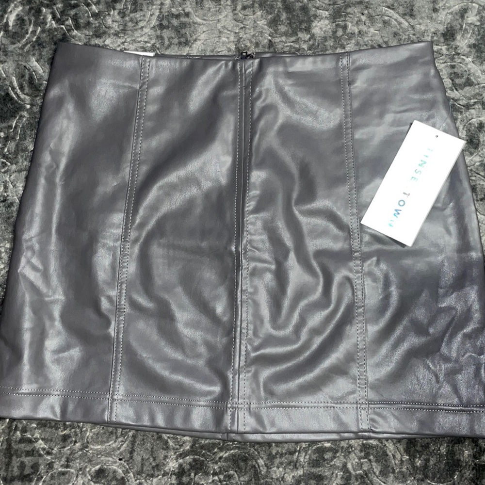 Gray Leather Mini Skirt